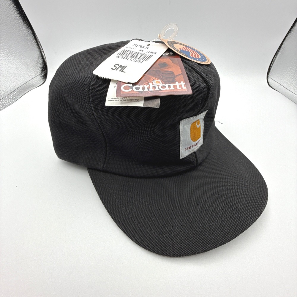 Carhartt Quilted Flannel Lining Insulated Mens Small Hat A15 BLK Black NWT NOS